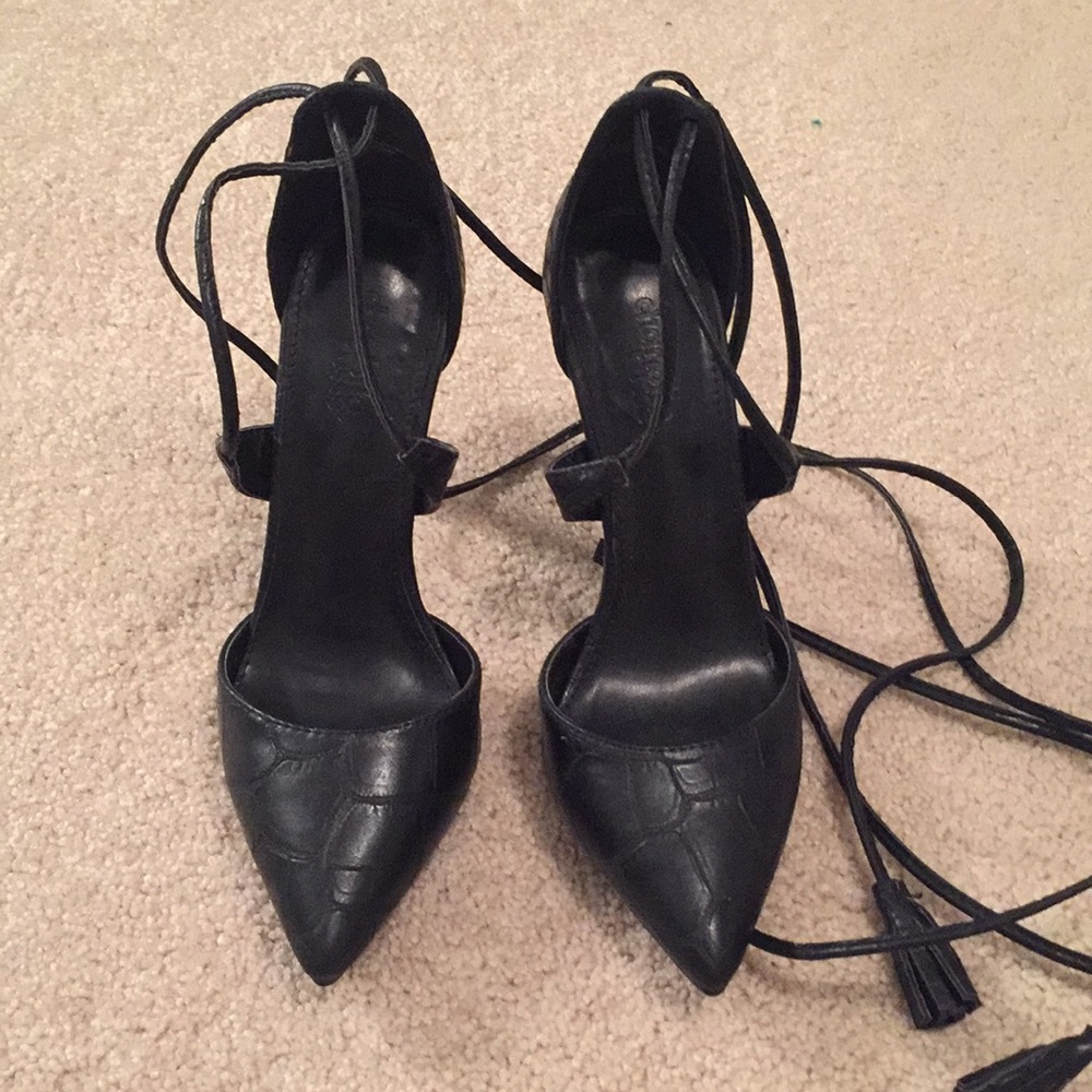 Charolette Russe Black lace up heels